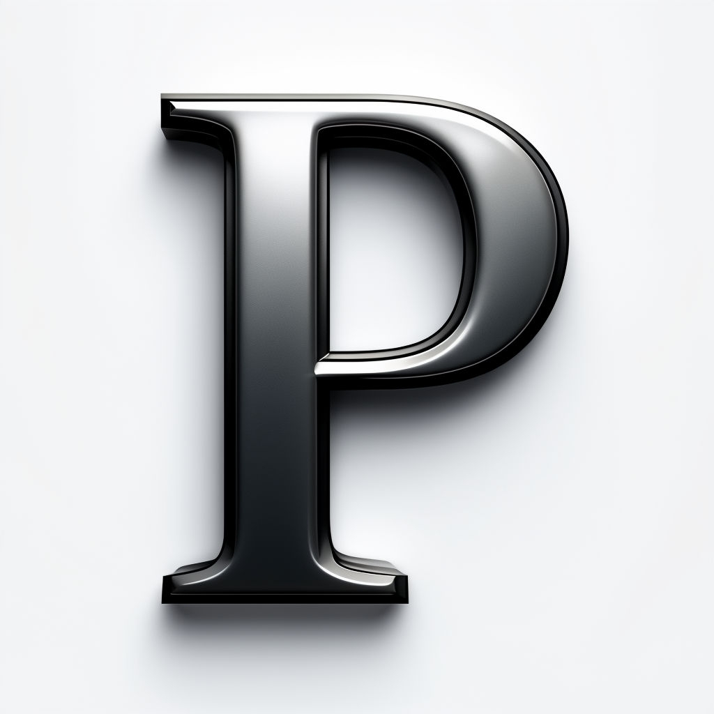 Sleek Metallic Letter P 3D Rendering Monogram