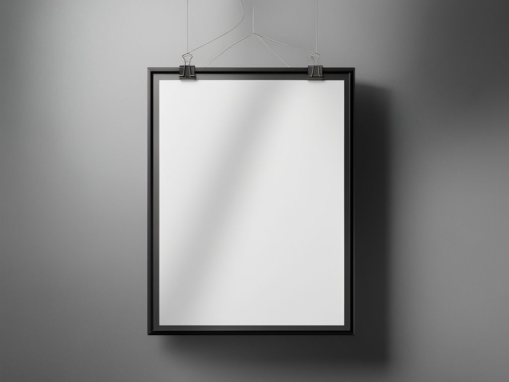 Minimalist White Poster with Black Frame Mockup
