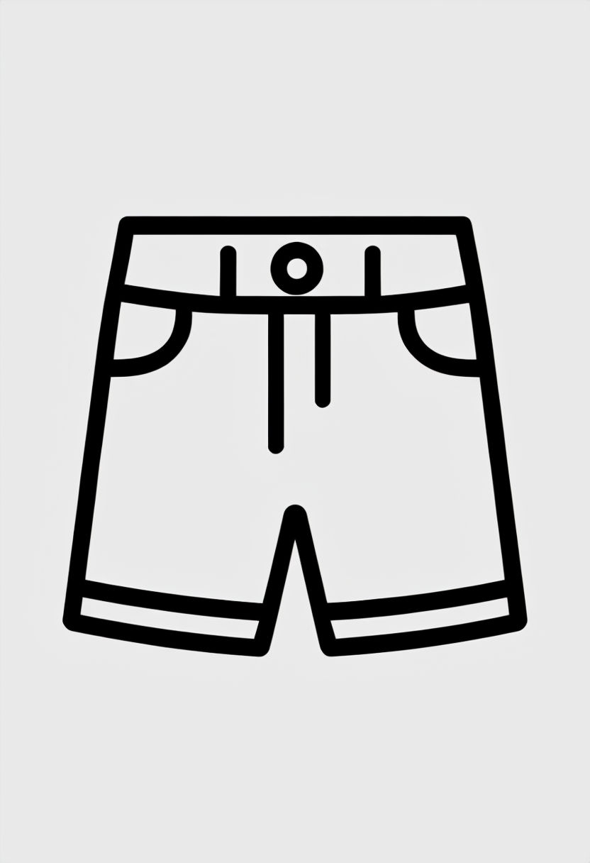 Minimalist Black Line Icon of Shorts for Coloring Book Pages