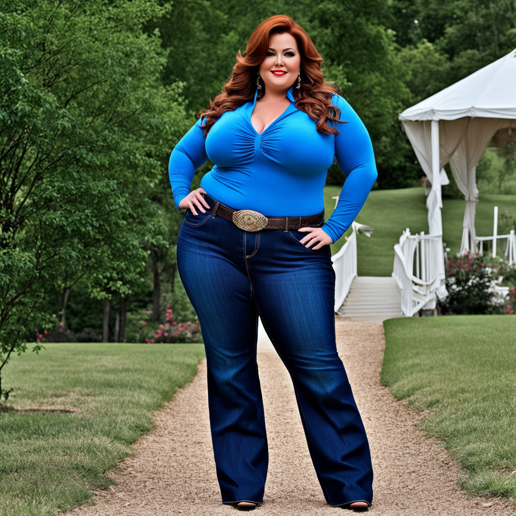 Fat woman wearing jeans