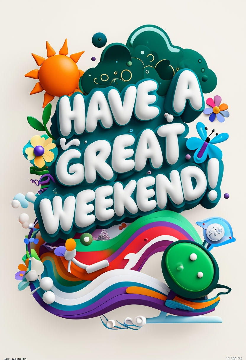 Vibrant 3D Have a Great Weekend Illustration with Cheerful Elements Social Media Post