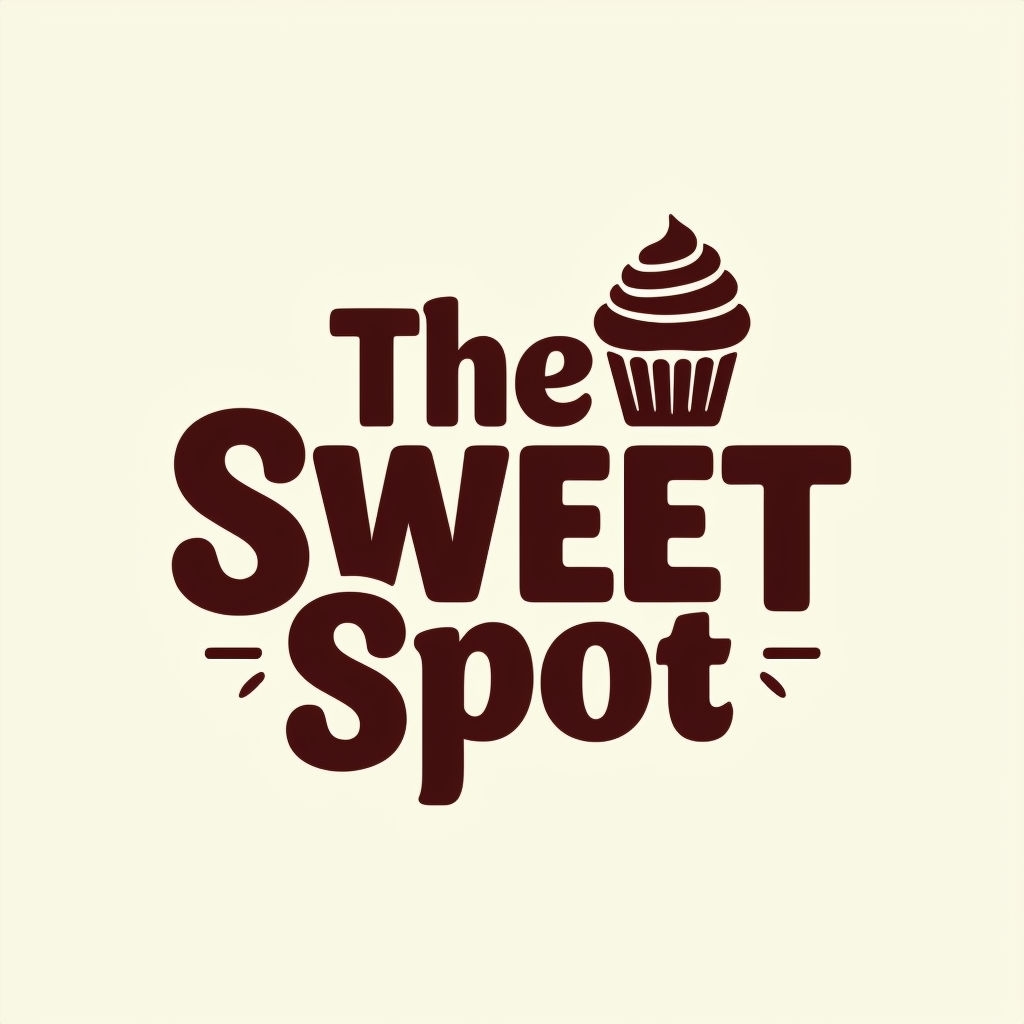 Minimalist Dark Brown The SWEET Spot Logo with Cupcake Icon