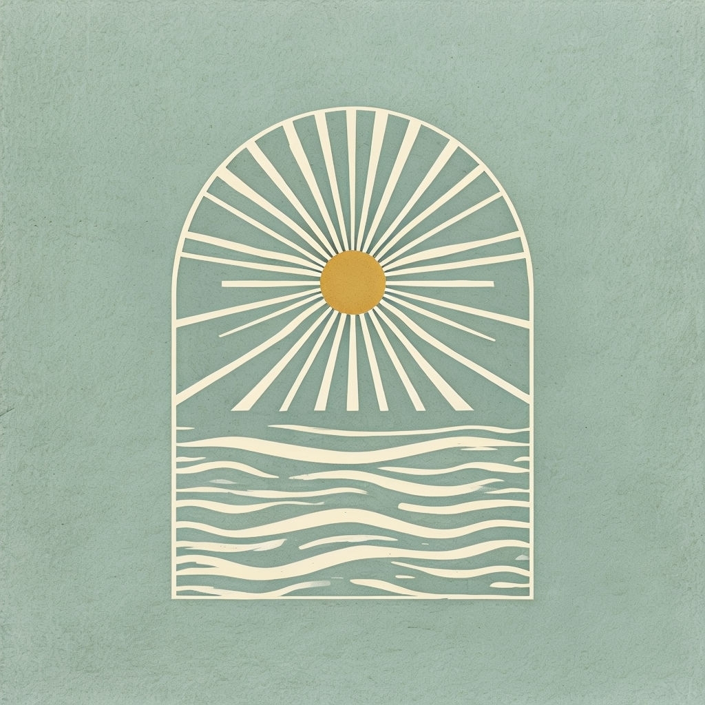 Minimalist Arched Shape with Cream Lines and Waves Poster