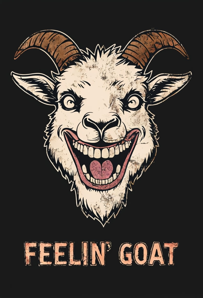 Vintage Distressed Feelin' Goat Graphic T-Shirt Design
