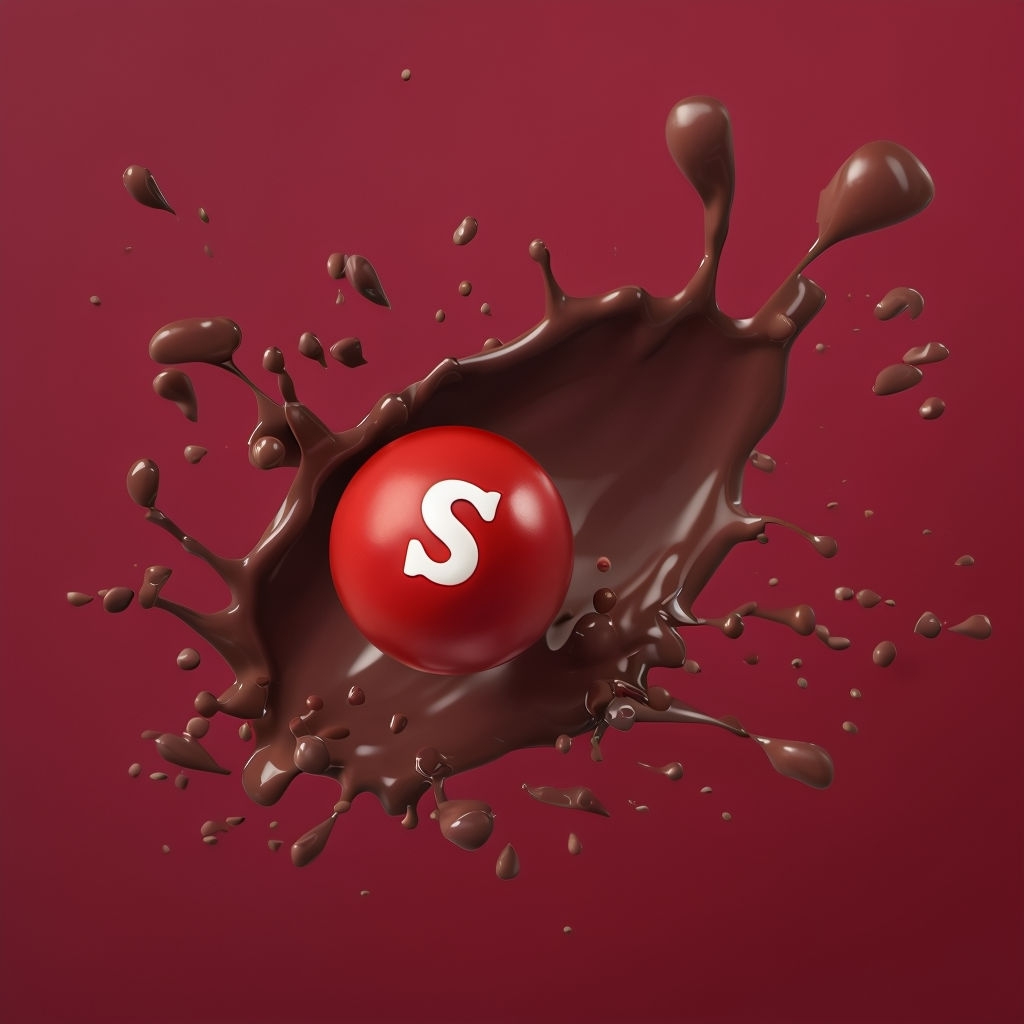 Dynamic Red Candy Sphere with Chocolate Splash Poster