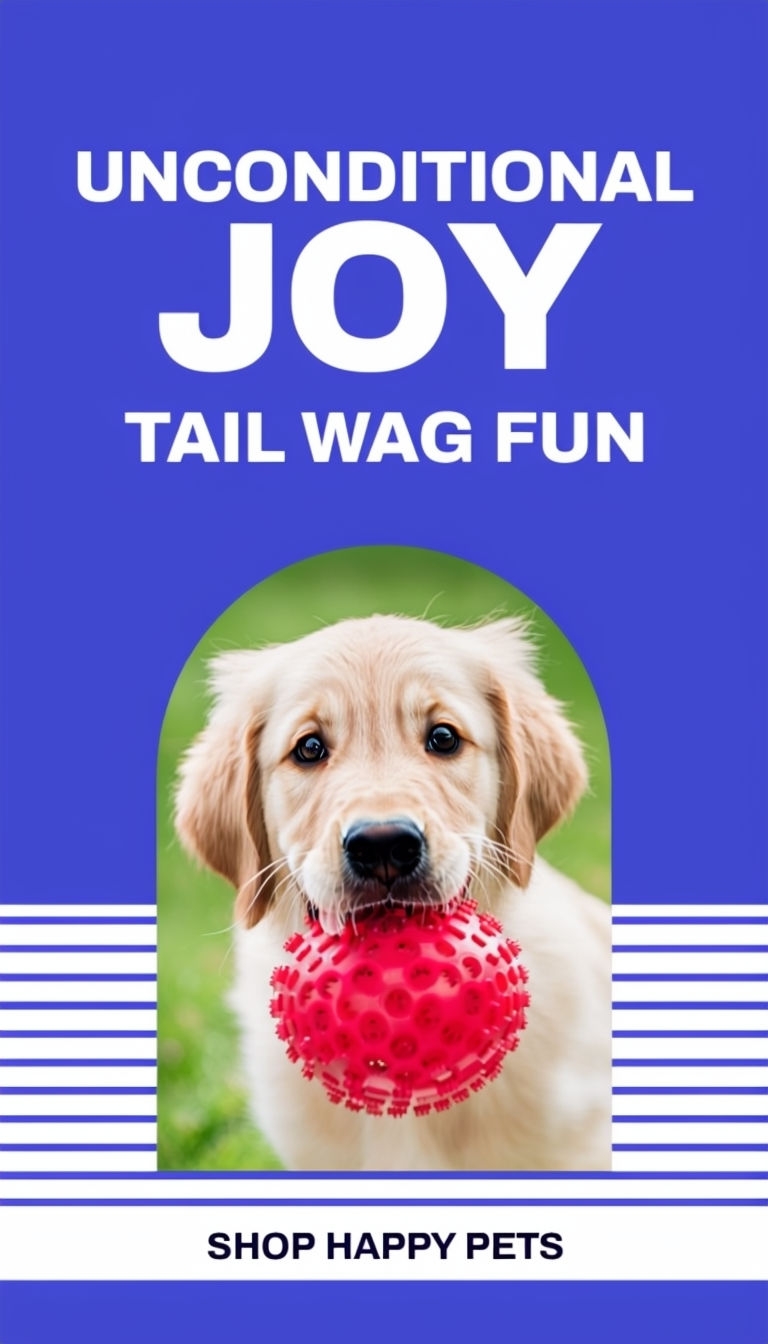 Unconditional Joy Playful Dog Advertisement Design for Happy Pets Ads