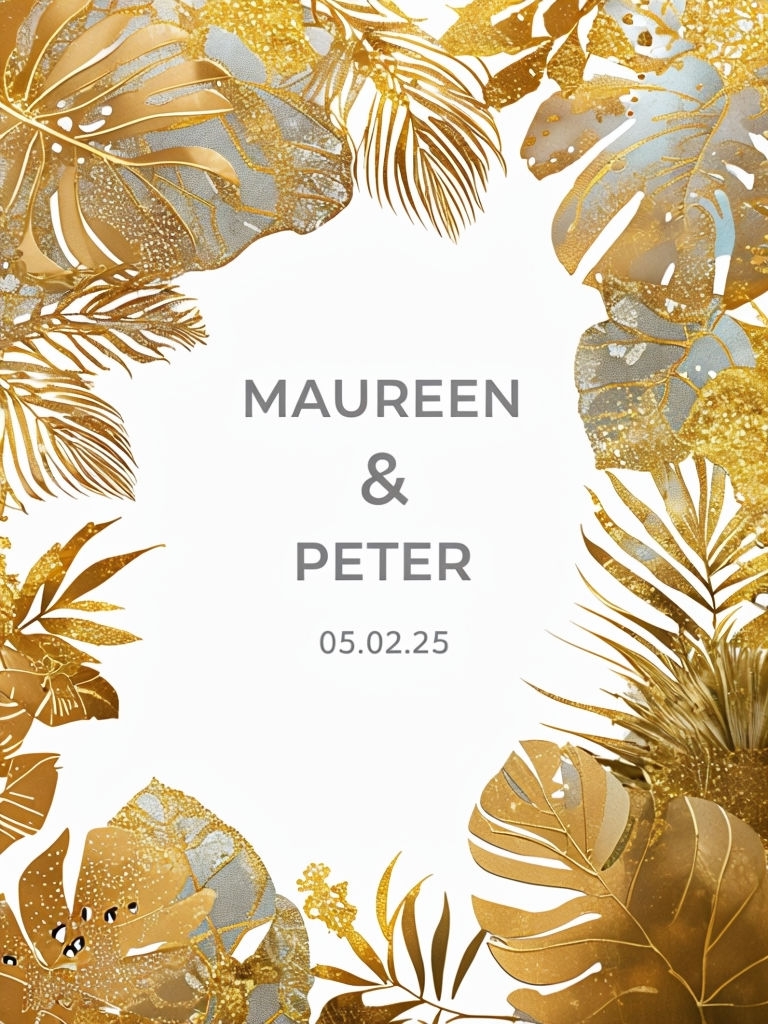 Elegant Gold Botanical Wedding Invitation Card Design