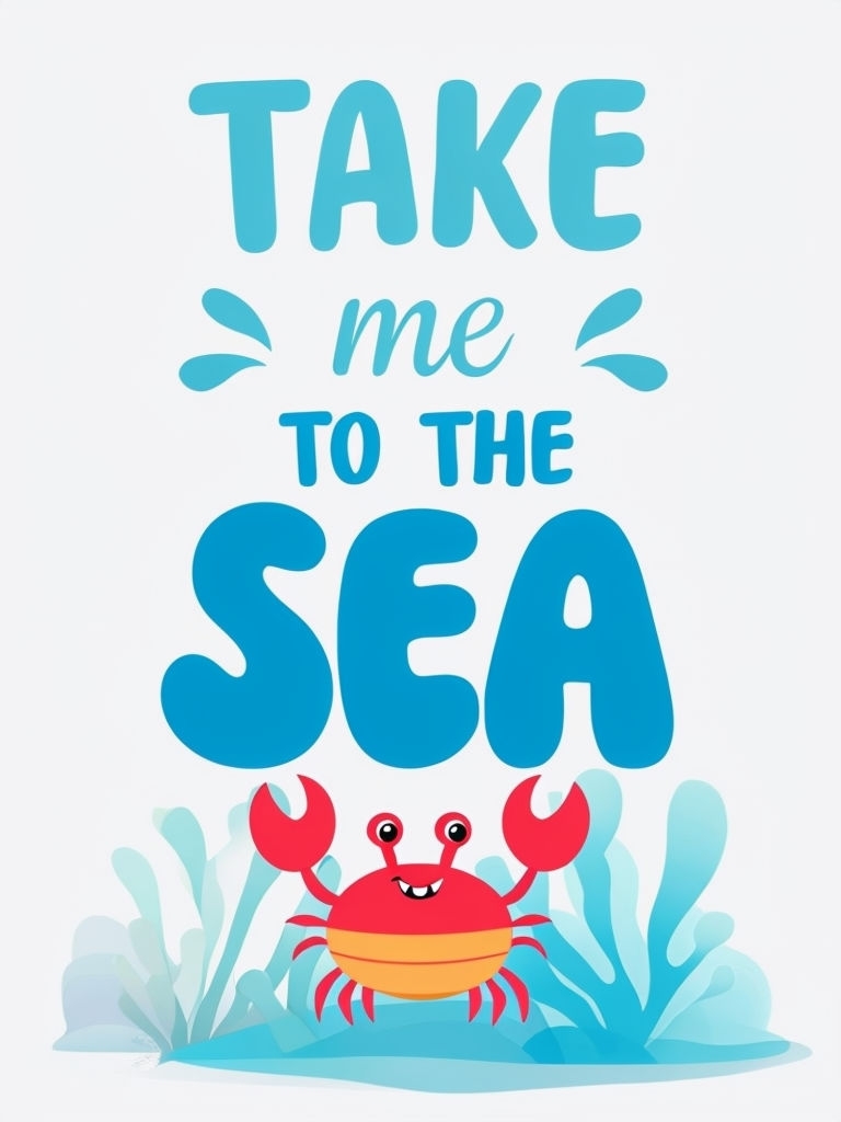 Playful Nautical Typography Take Me to the Sea T-Shirt