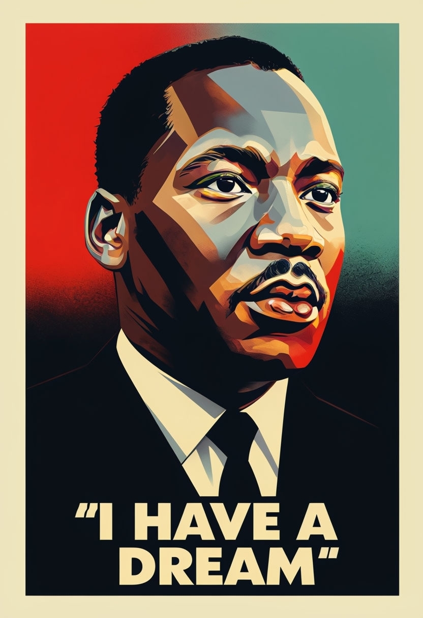 Bold Martin Luther King Jr. Vector Portrait with Inspirational Quote Poster