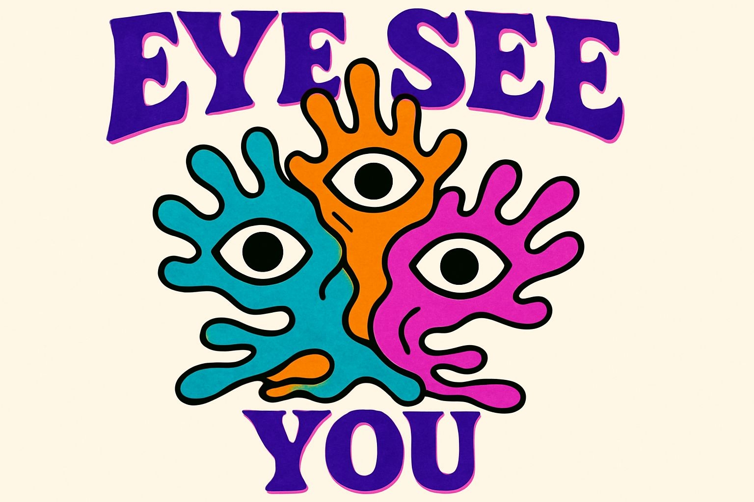 Psychedelic Pop Art 'Eye See You' Colorful Creatures T-Shirt