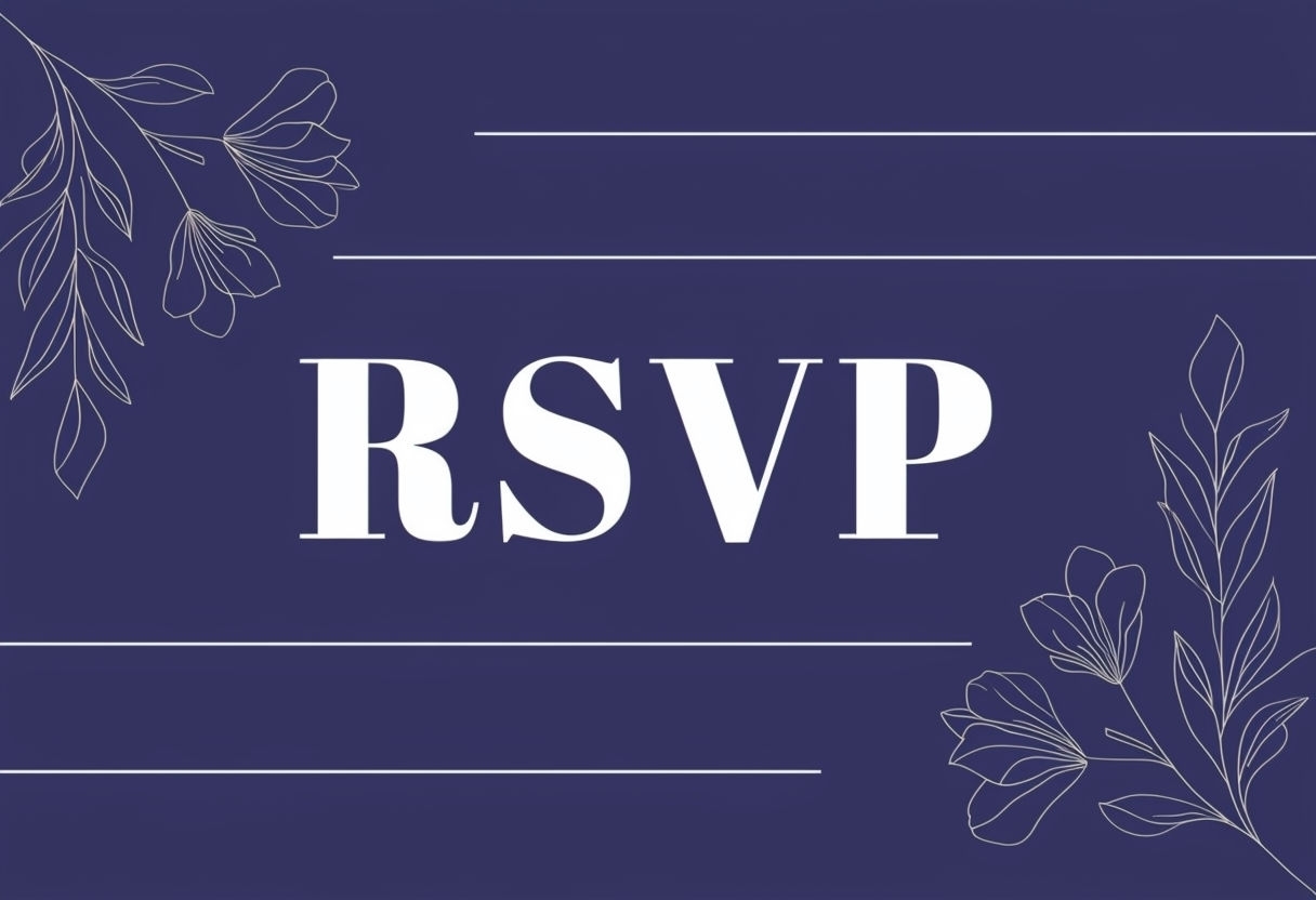 Elegant Deep Indigo RSVP Card with Floral Illustrations