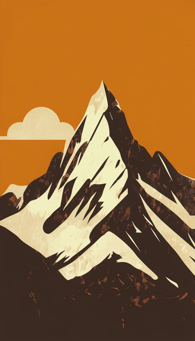 Minimalist Mountain Landscape Illustration with Amber Sky Phone Case Cover
