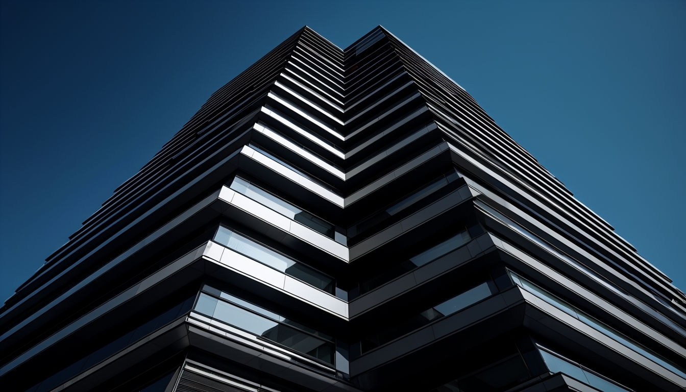 Modern Geometric Building Low Angle Photography Virtual Background