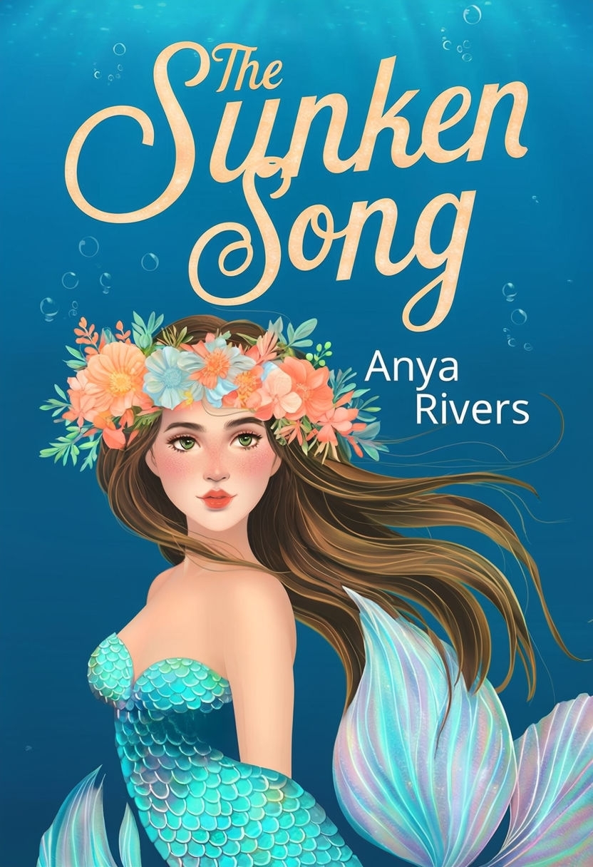 Enchanted Mermaid Fantasy Book Cover for 'The Sunken Song' EBook Cover