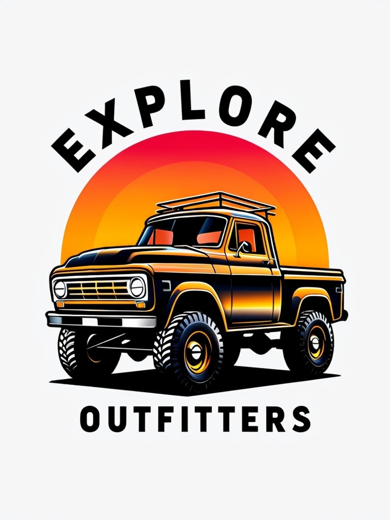 Vintage Pickup Truck Explore Logo Adventure T-Shirt