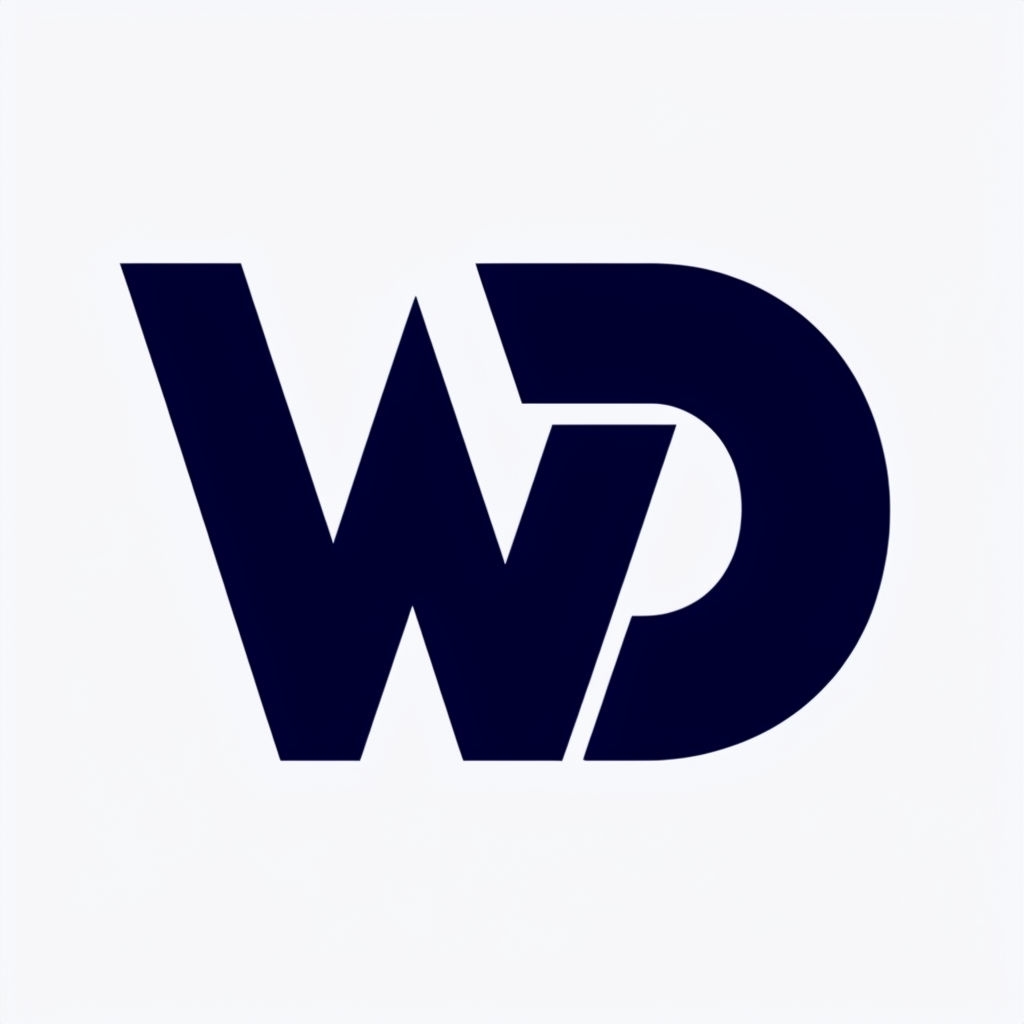 Bold Minimalist Navy Blue W and D Monogram Logo