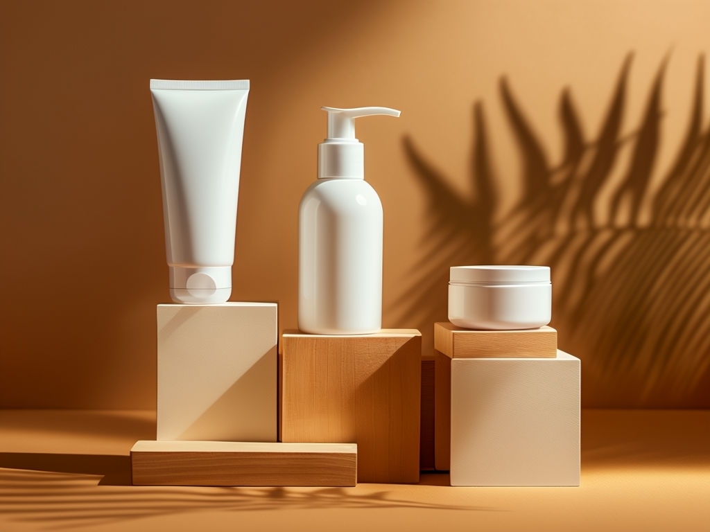 Elegant White Cosmetic Containers Still Life Mockup
