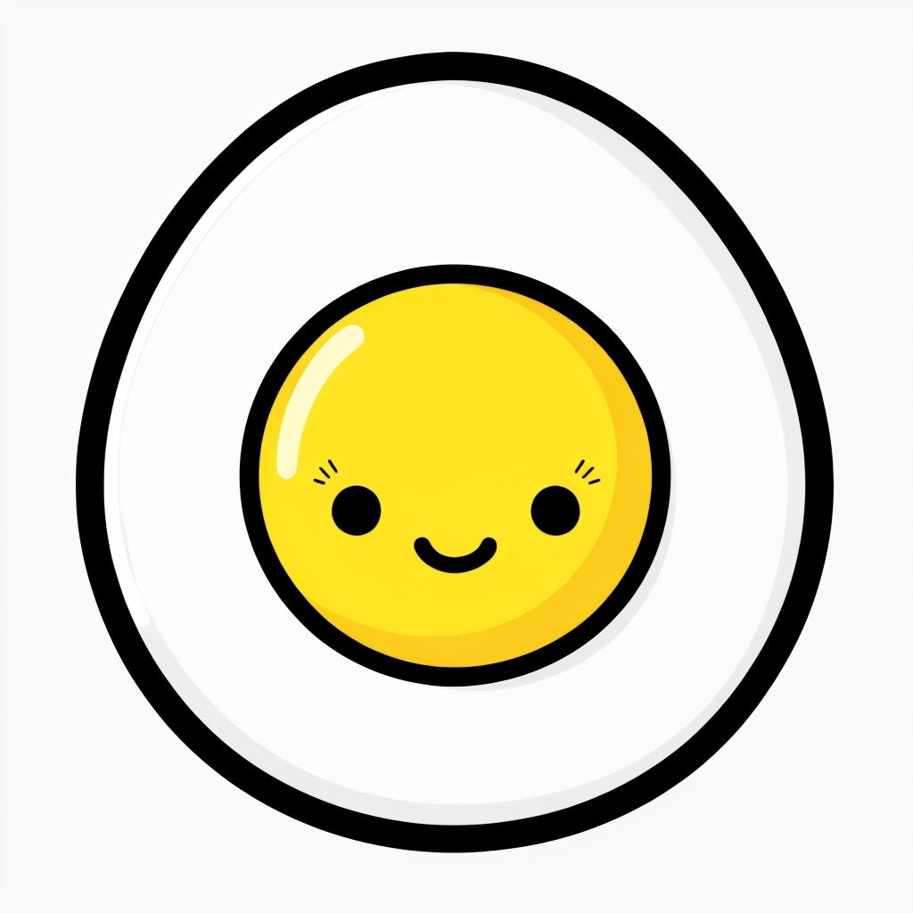 Cute Kawaii Egg with Cheerful Face Illustration Sticker