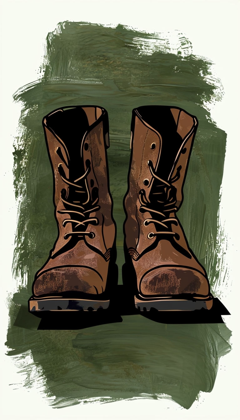 Worn Leather Boots Semi-Abstract Illustration Mobile Wallpaper