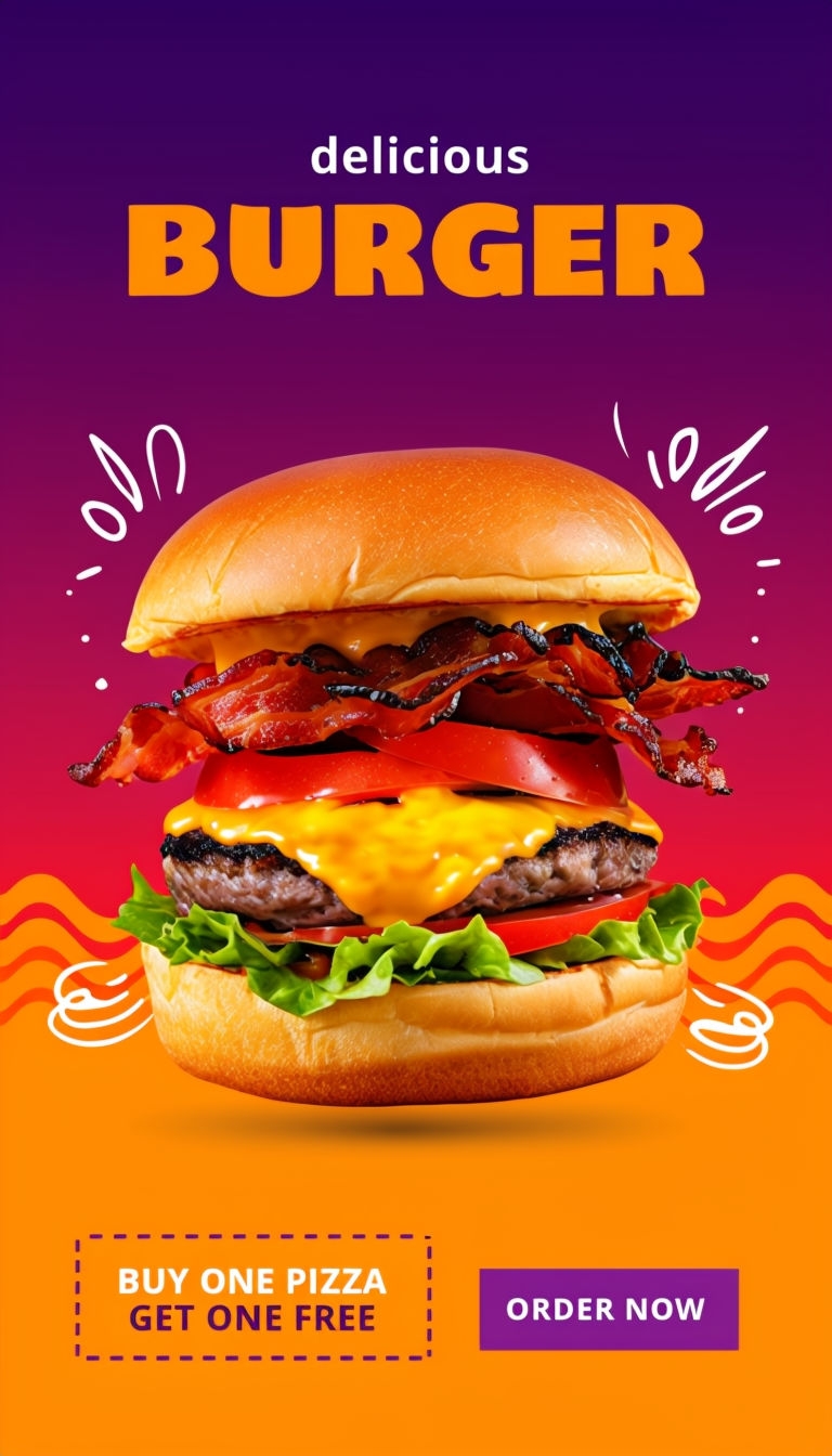 Mouthwatering Burger Promotion with Catchy Order Now Call Social Media Post