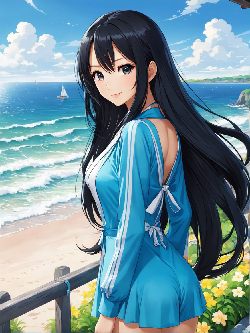 An anime girl wearing a swimsuit