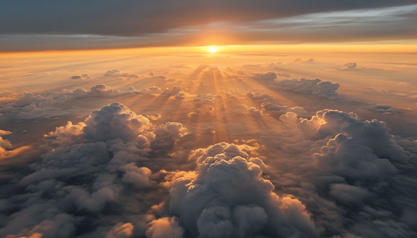 Breathtaking Aerial Sunrise Over Cumulous Clouds Virtual Background