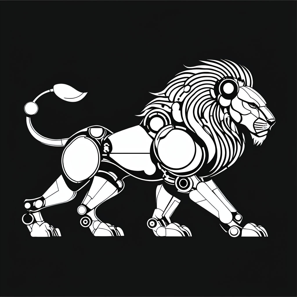 Futuristic Robotic Lion Illustration for Modern Logo Design
