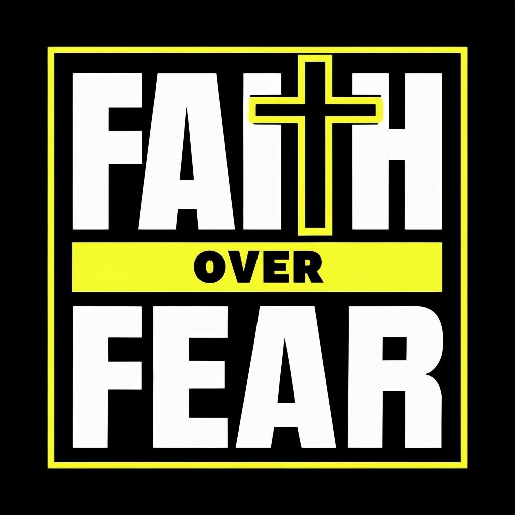 Bold Faith Over Fear Typography Design T-Shirt