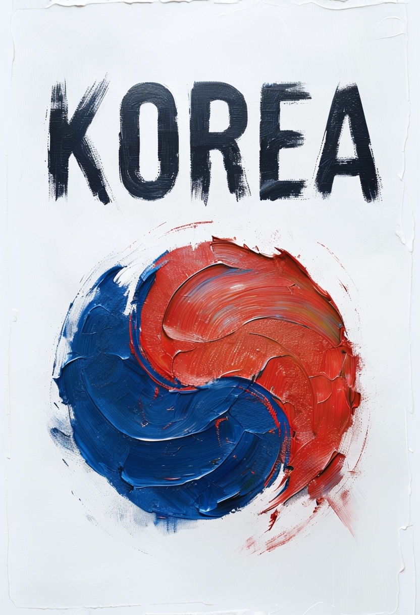 Textured Artistic Korea Poster with Taegeuk Symbol Design