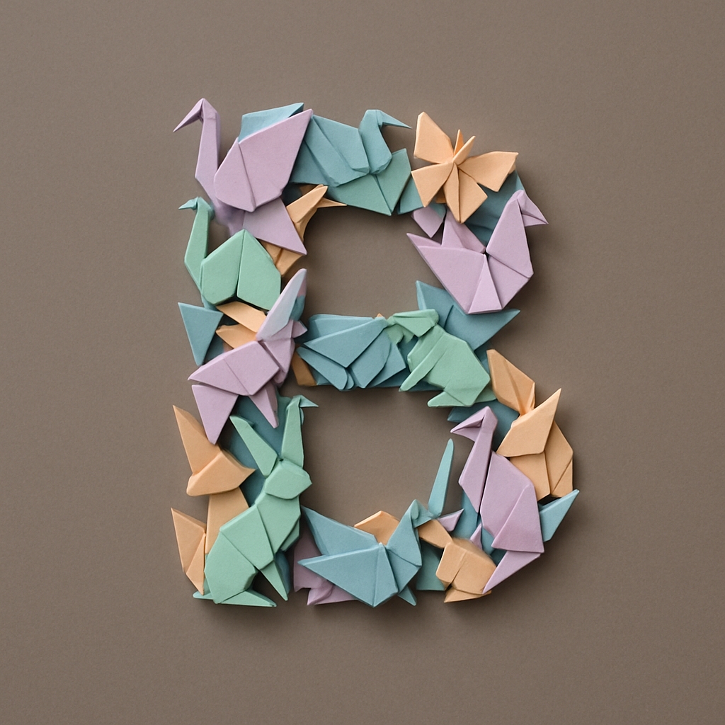 Pastel Origami Letters B and C Artistic Monogram Design