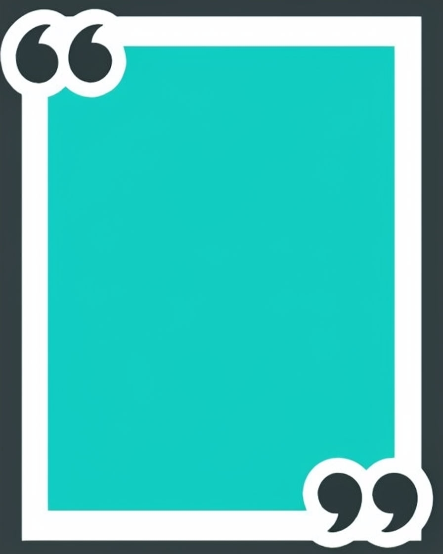 Minimalist Aqua Blue Frame with Quotation Marks Social Media Post