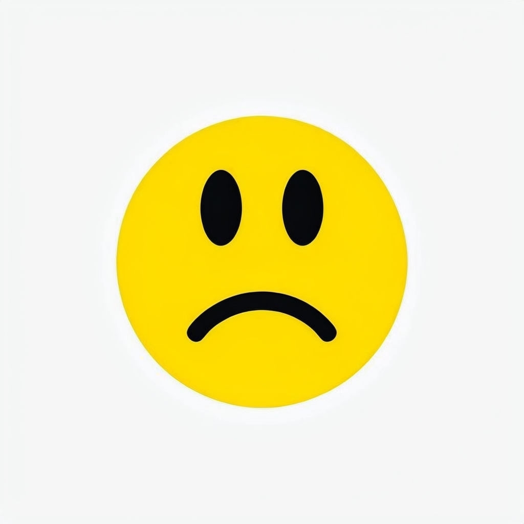 Minimalist Yellow Sad Face Illustration Against White Background Sticker