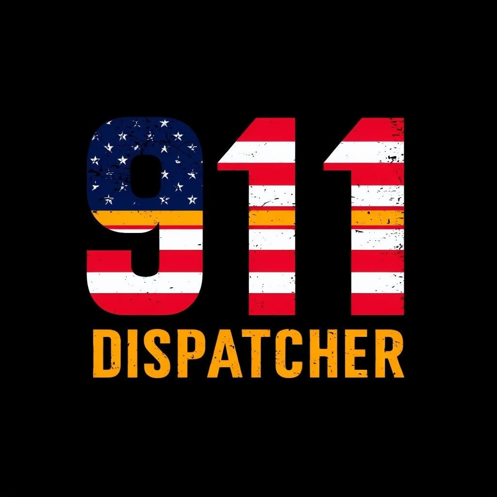 Bold 911 Dispatcher American Flag Graphic T-Shirt
