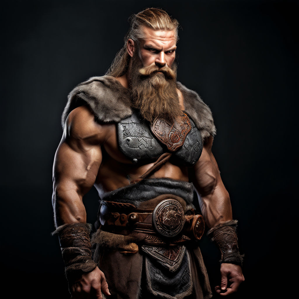 Nordic muscular barbarian male