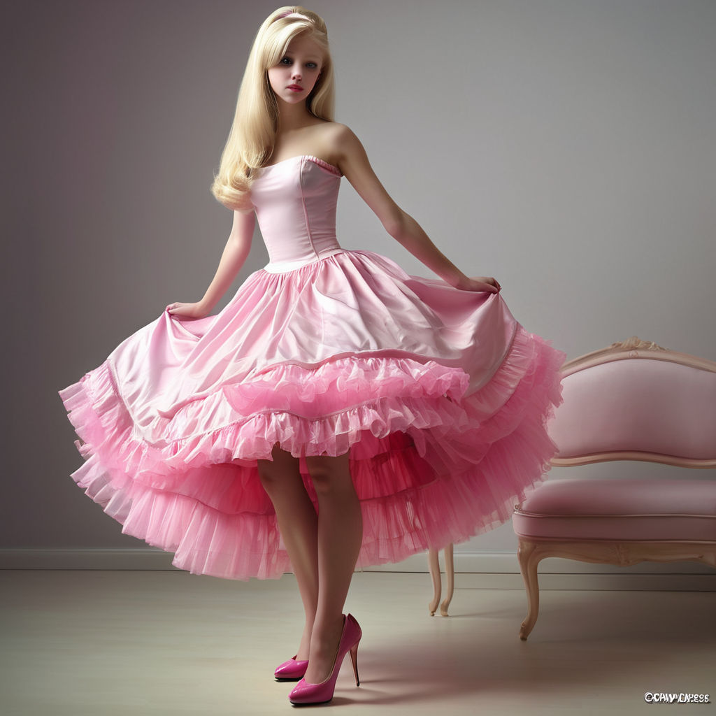 Full dress and pink petticoat and high heels by Christian Annal ...