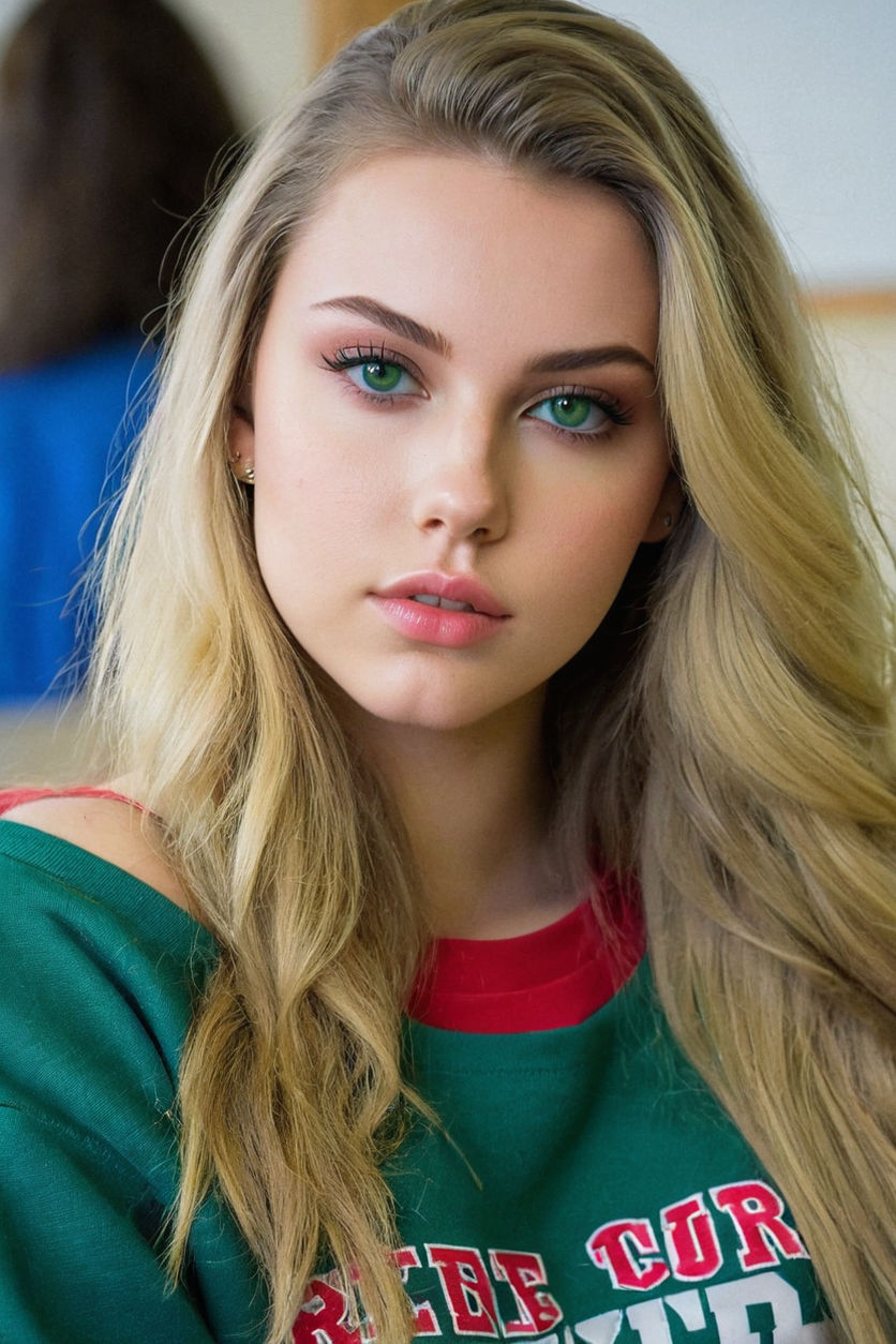 beautiful blonde girl green eyes