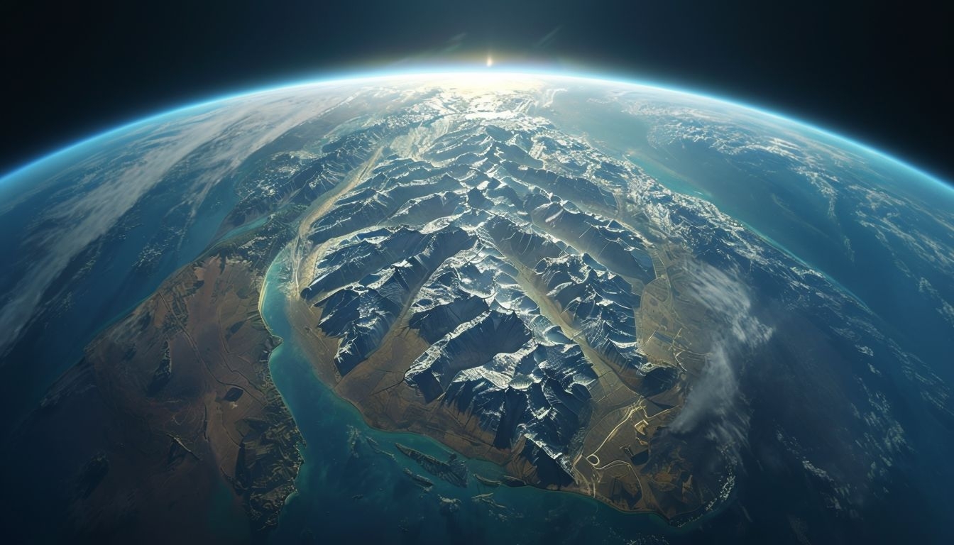Majestic Aerial View of Earth from Space Virtual Background