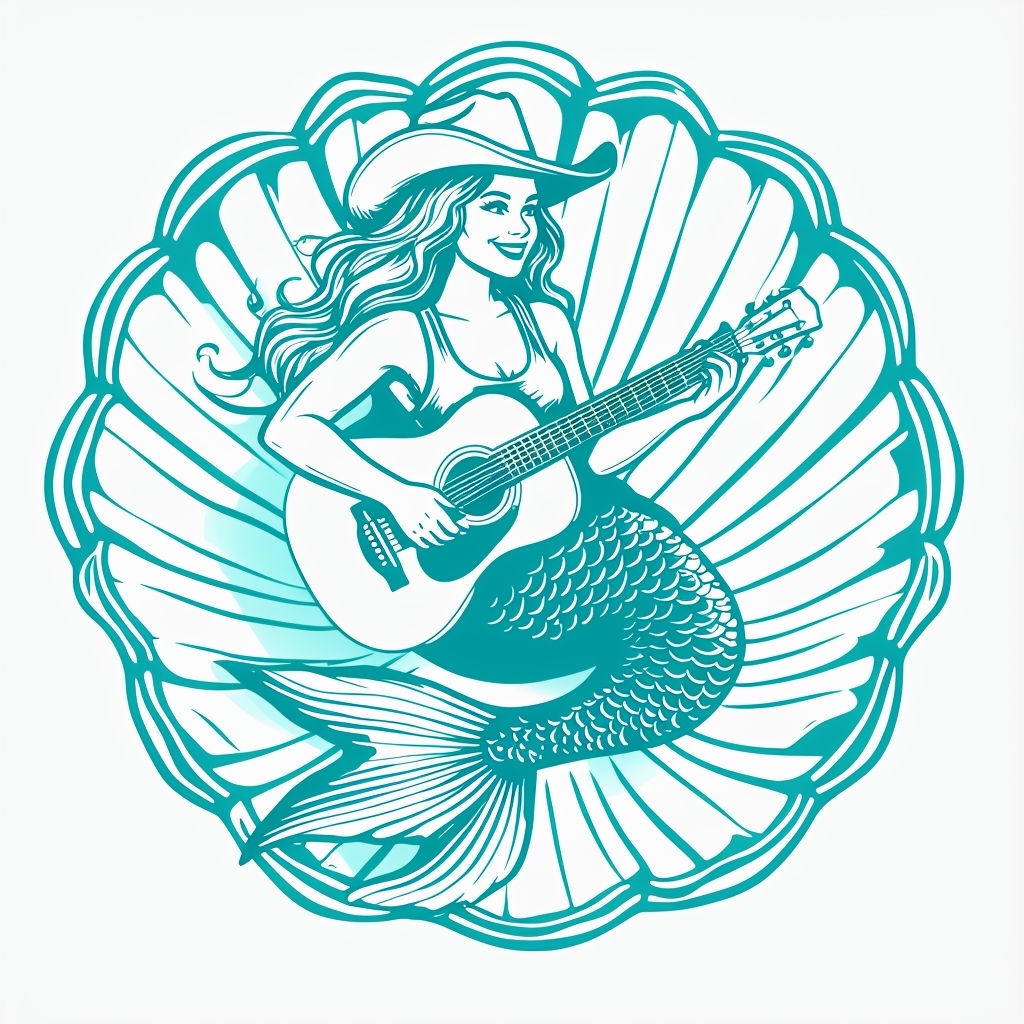 Cheerful Mermaid with Guitar in Shell Illustration Mug