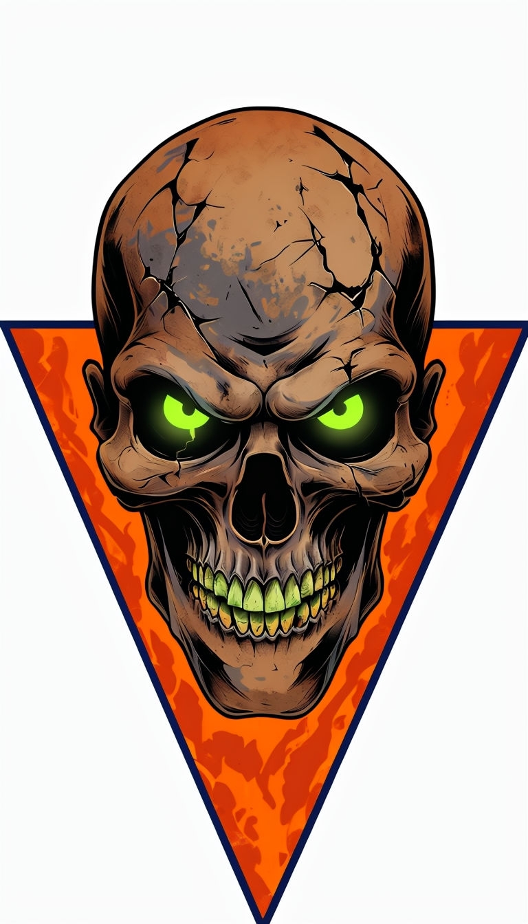 Menacing Neon Green Skull Illustration with Triangular Background Phone Case Cover