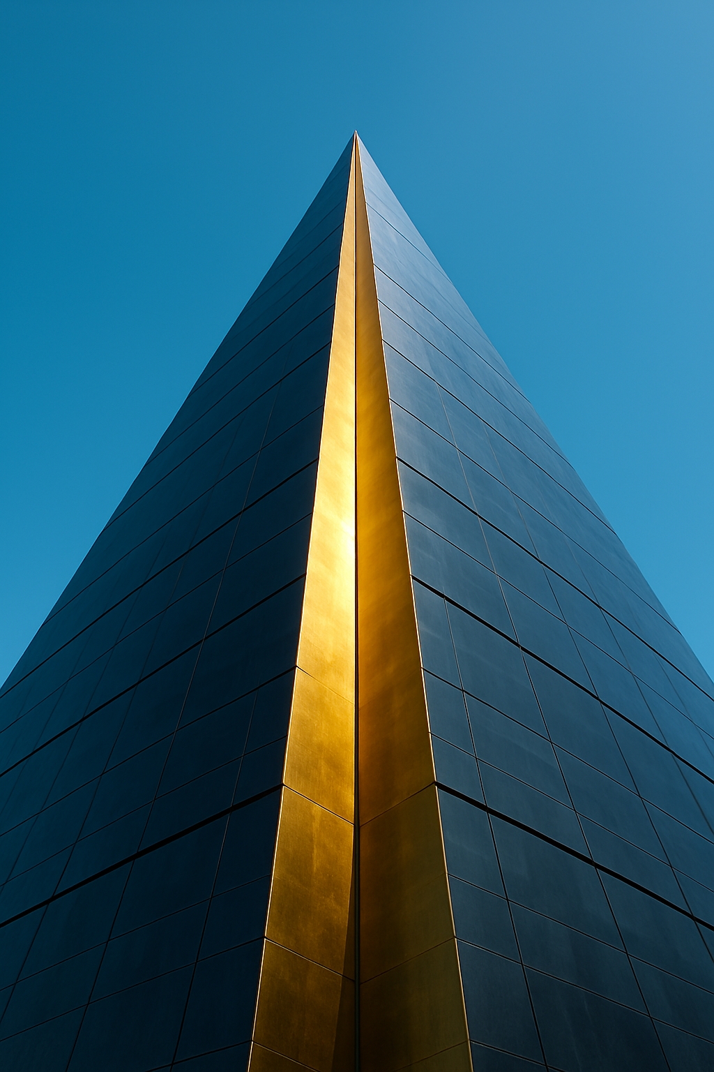 Dramatic Minimalist Pyramid Architecture Photo Against Blue Sky Mobile Wallpaper