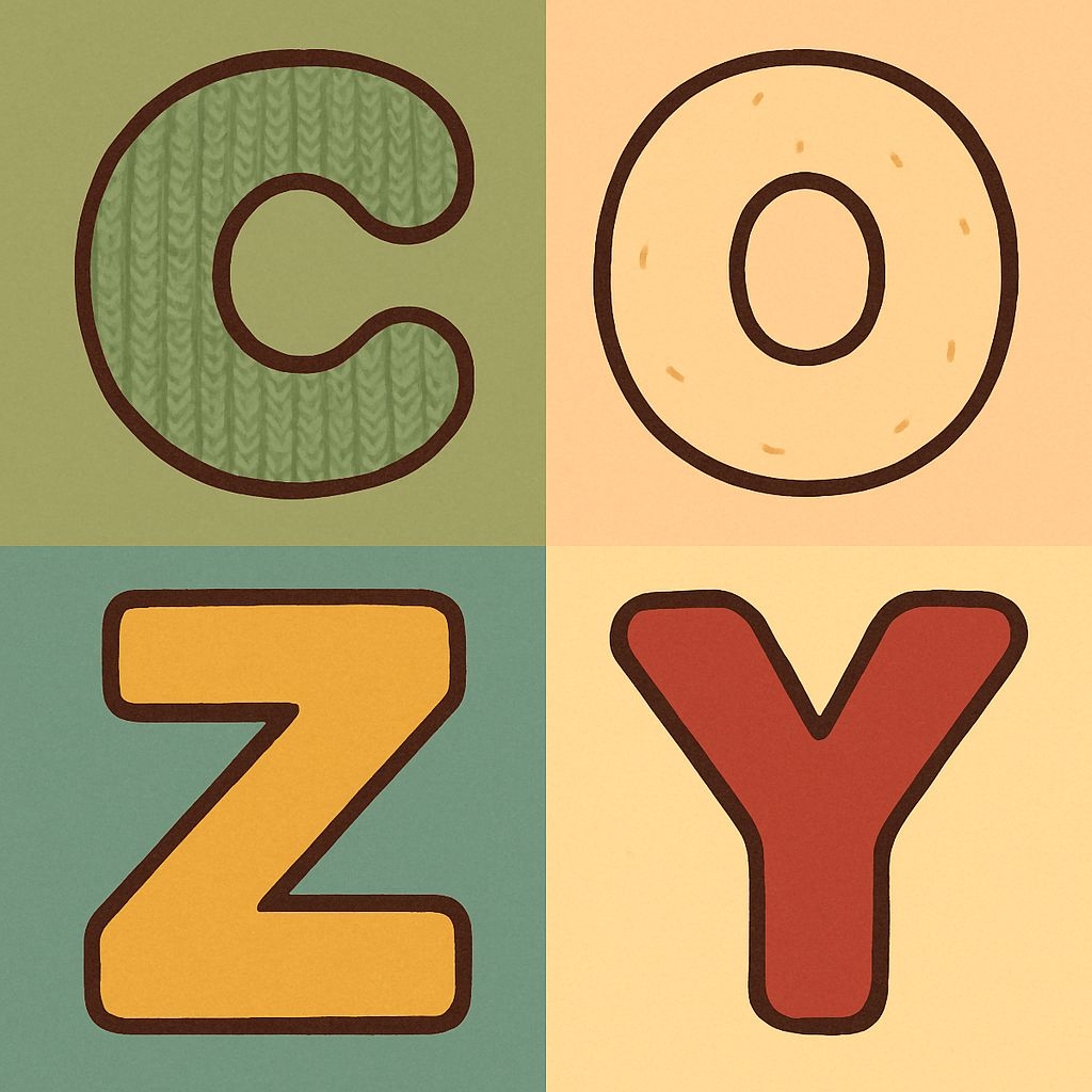 Cozy Vintage Letter C O Z Y Grid Pattern Design Seamless Pattern