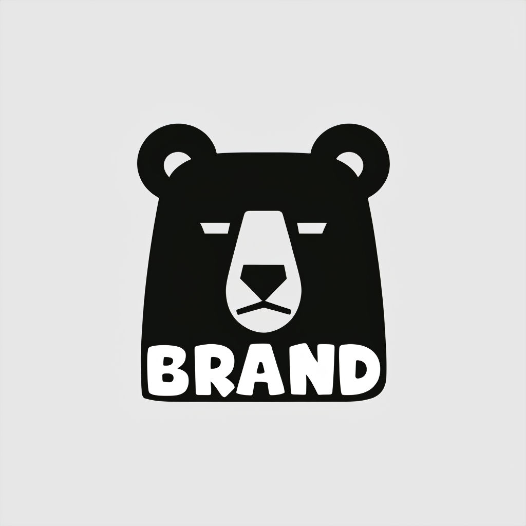 Minimalist Black Bear Head Logo with Playful Text Design Logo