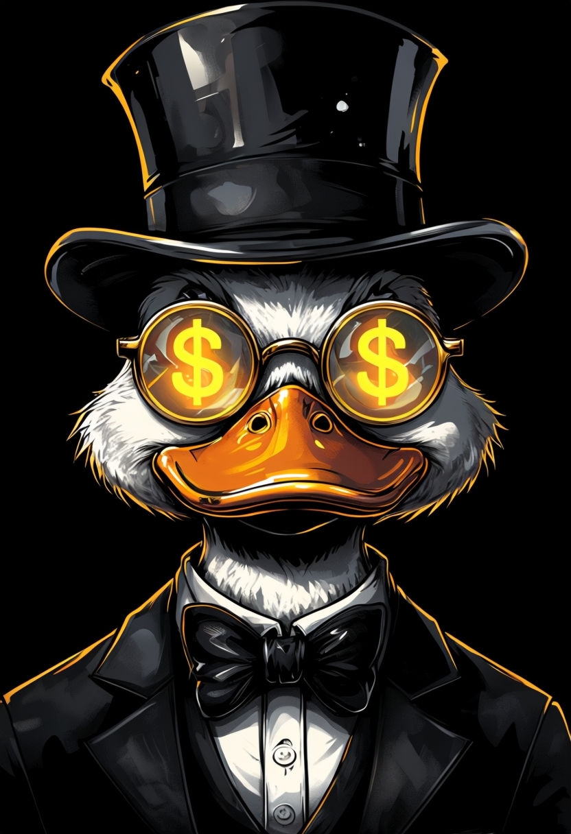 Sophisticated Duck Character in Formal Attire Art Poster