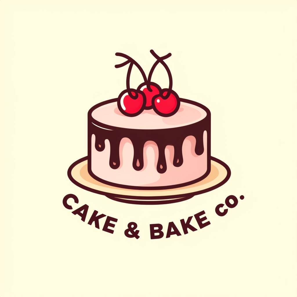 Minimalist Cartoon Cake & Bake Co. Logo