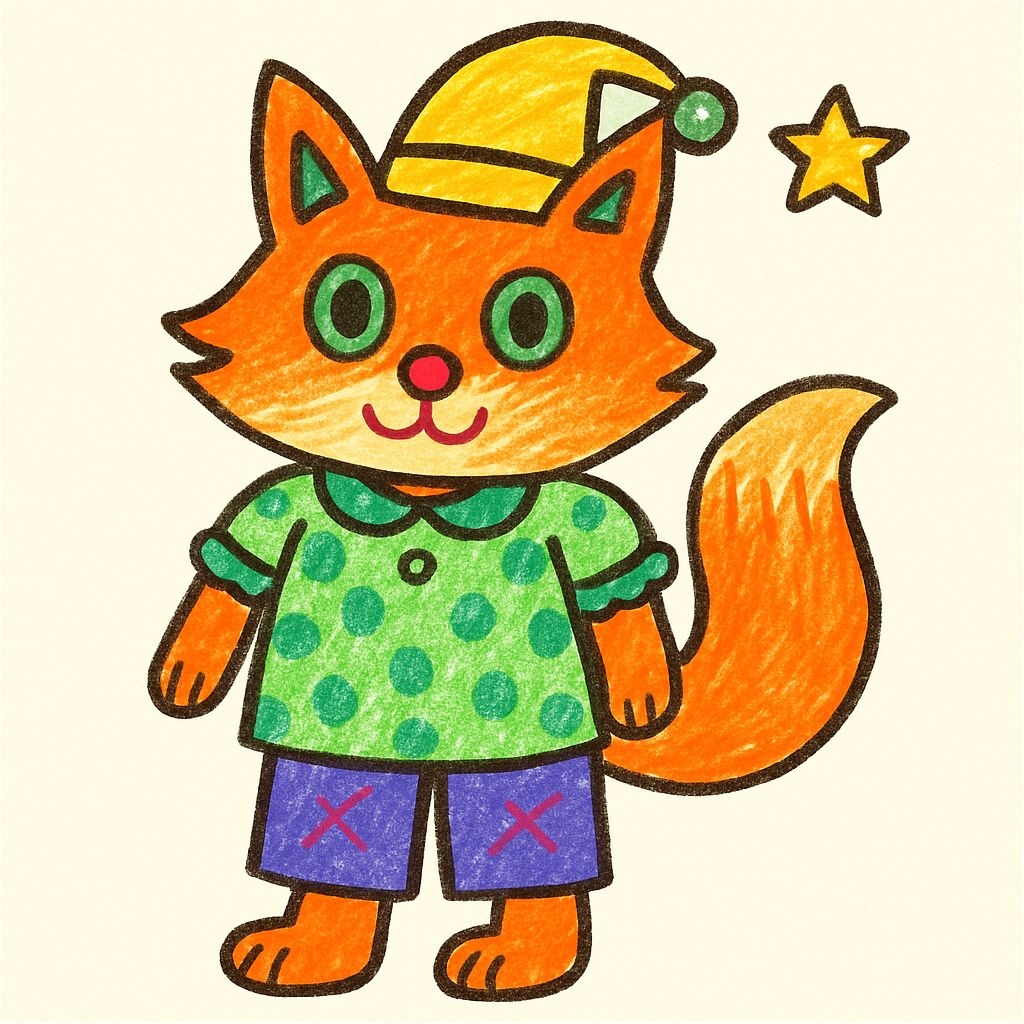 Whimsical Cartoon Orange Fox Character with Hat Sticker