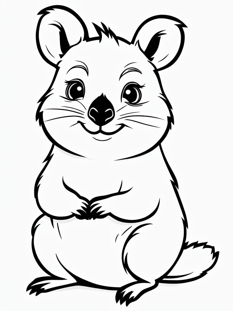 Cute Cartoon Quokka Line Drawing for Kids Coloring Book Pages