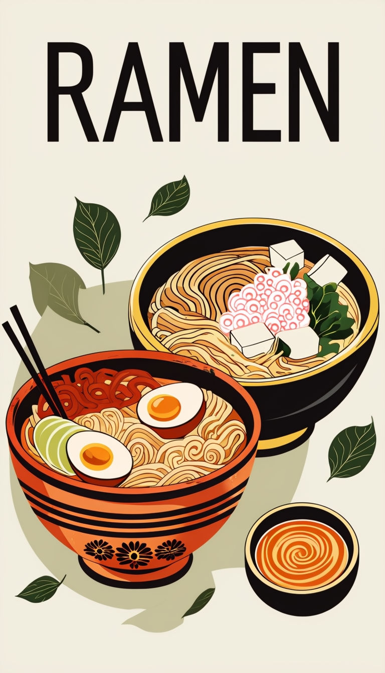 Vibrant Ramen Meal Vector Illustration Art