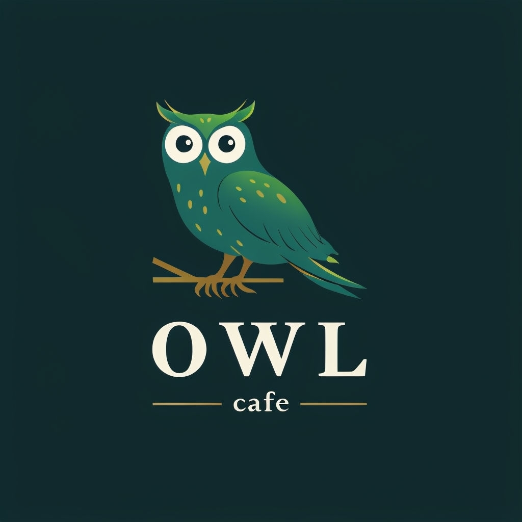 Minimalist Teal Owl Logo Design for Modern Cafe Branding Logo