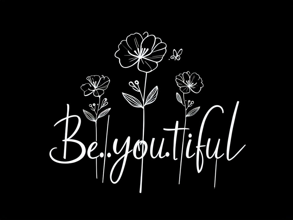 Be You Tiful Handwritten Floral Design T-Shirt