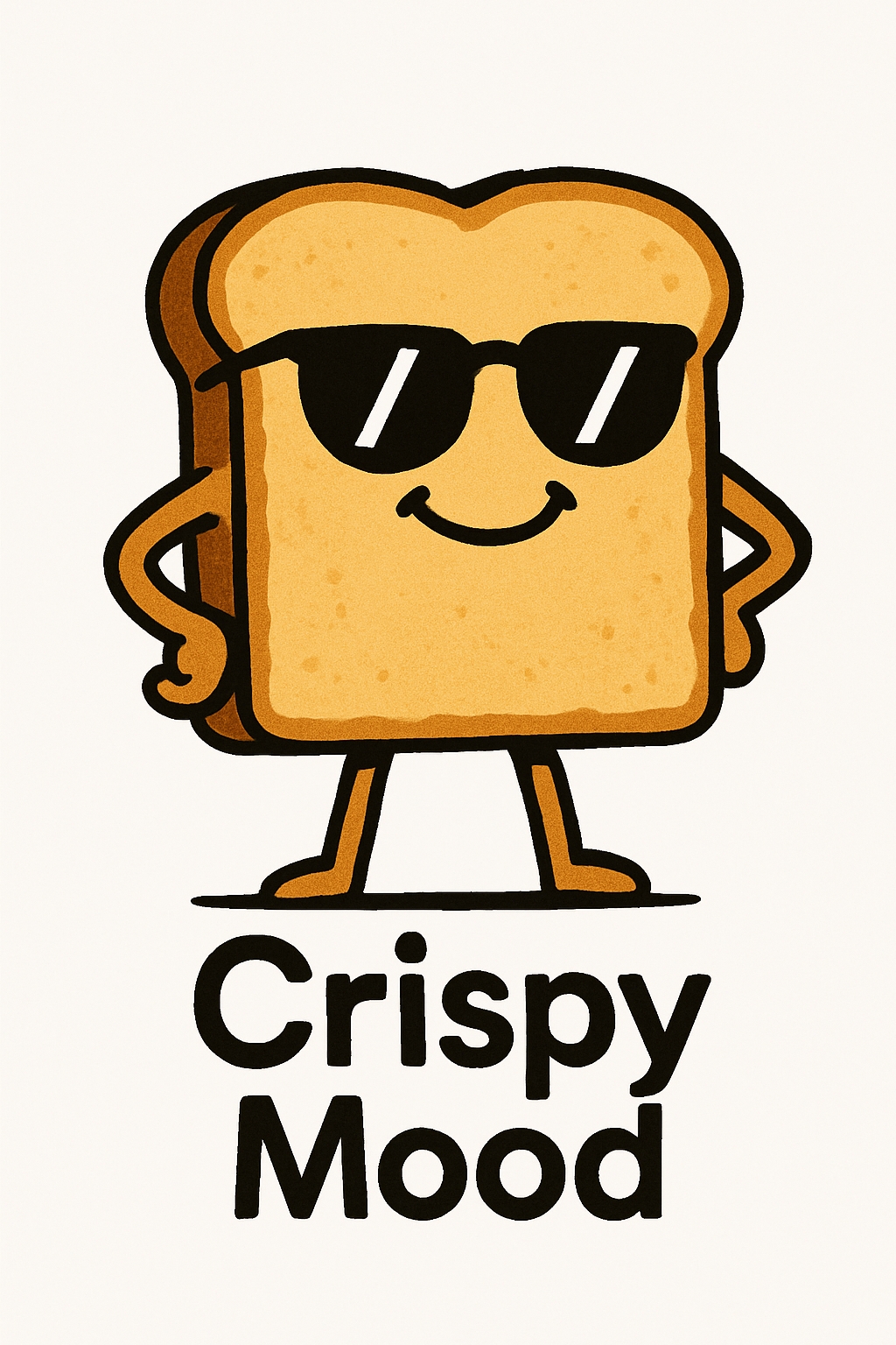 Cool Cartoon Toast Slice with Sunglasses Crispy Mood T-Shirt